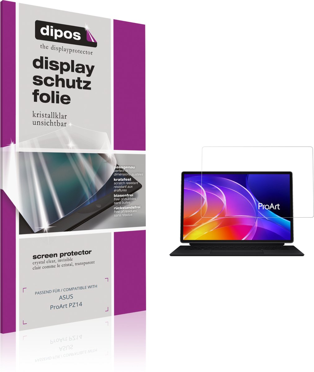 dipos – 2x Beschermfolie geschikt voor ASUS ProArt PZ14 | Krasbestendige & heldere Screenprotector Ultra-Thin