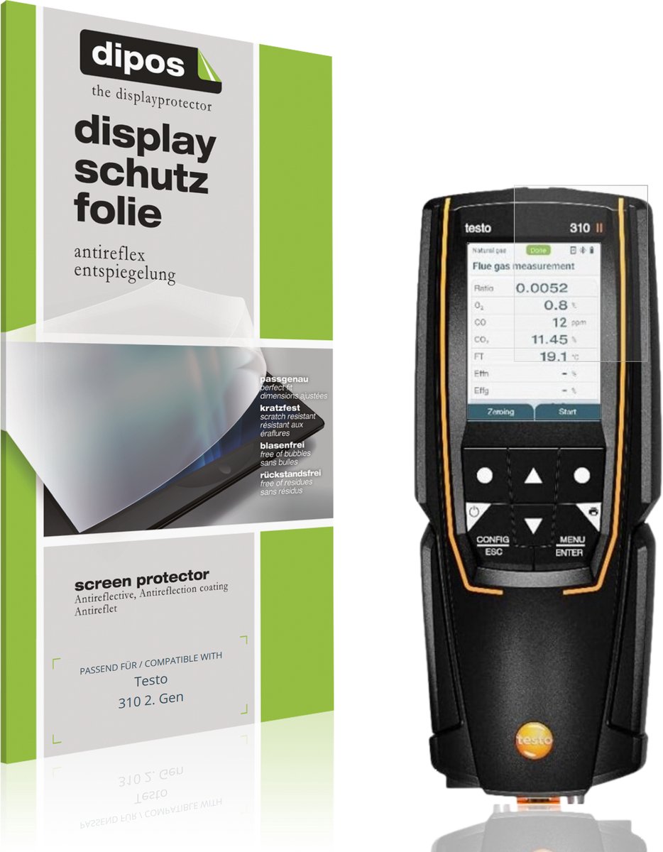 dipos – 4x Matte Beschermfolie geschikt voor Testo 310 2. Gen | Krasbestendige & antireflecterende Screenprotector Ultra-Thin