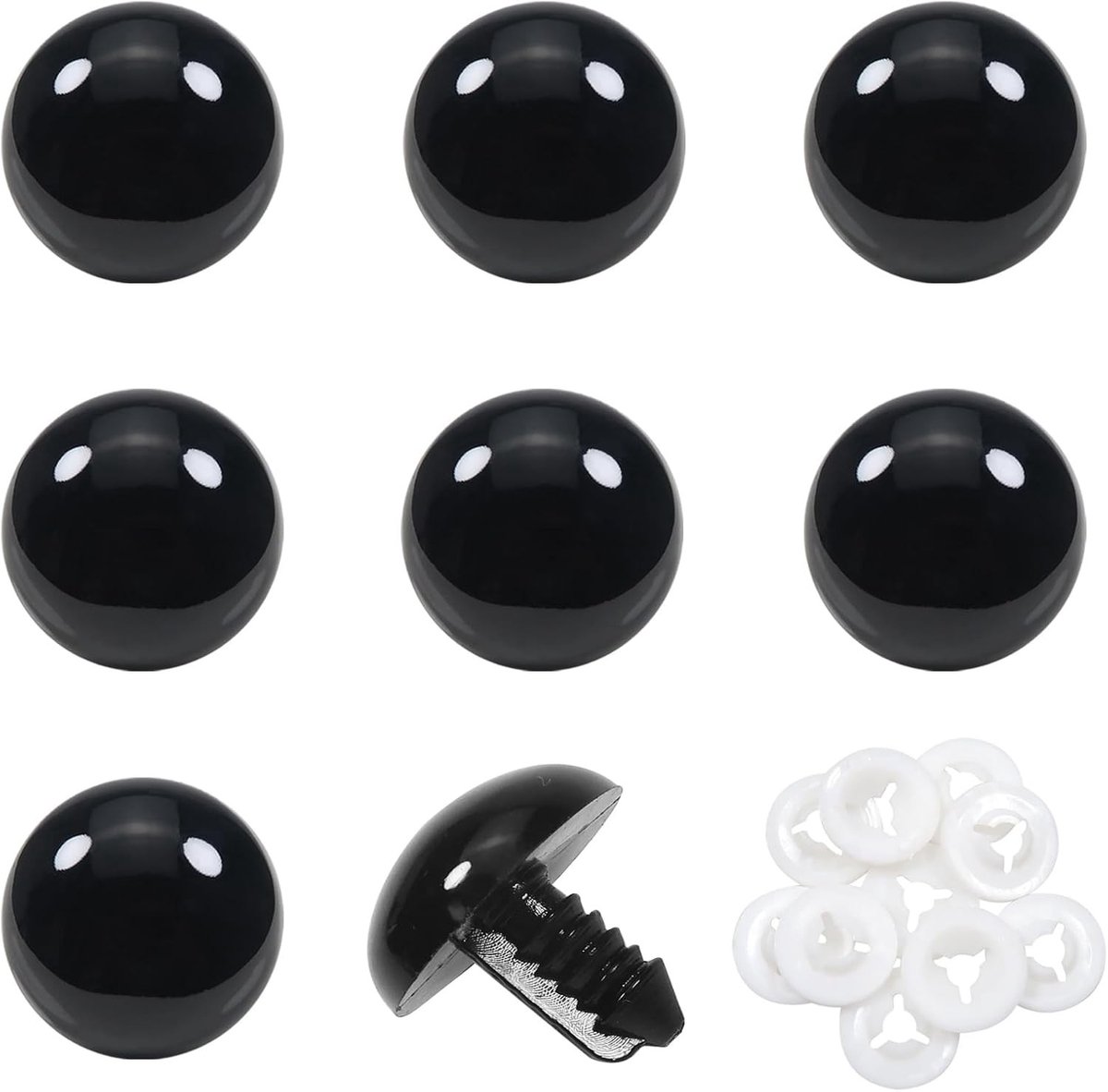 40 Stuks Veiligheidsogen voor Poppen 24mm Plastic Ronde Zwarte Ogen met Wasertjes voor Knuffels en DIY Creaties