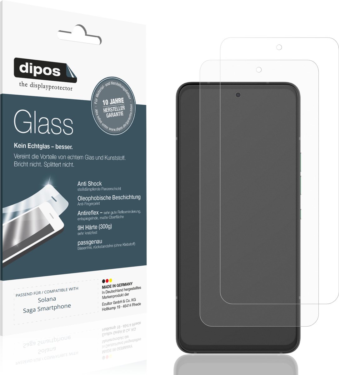dipos – 2x Matte Pantserfolie geschikt voor Solana Saga Smartphone | 9H Screenprotector