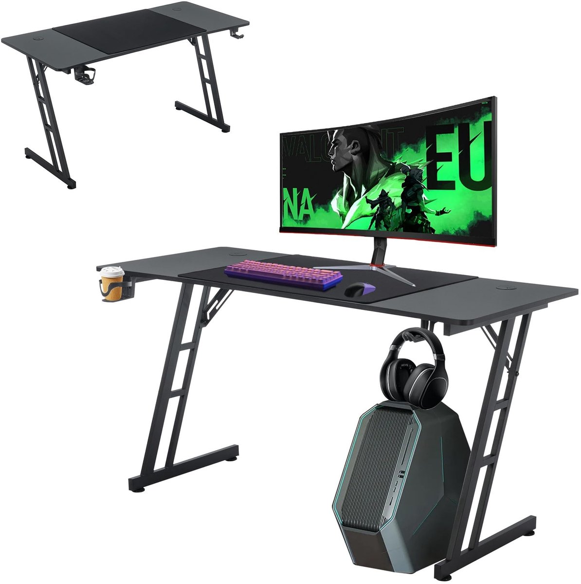 Solidchoice - Gaming Bureau met Carbonfiber Oppervlak en Ergonomisch Ontwerp