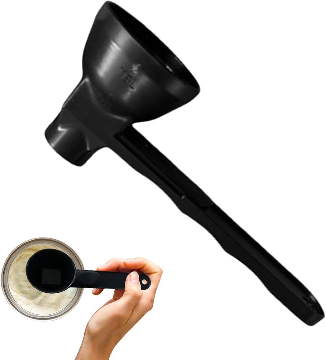Set van 2 zwarte plastic koffiemaatlepels, praktische scheplepel voor gemalen koffie, koffiebonen, poeders en kruiden