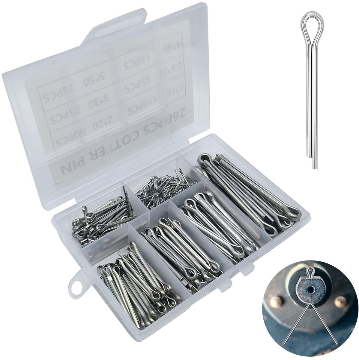 Solidchoice - Set van 260 RVS Splinten voor Auto's en Tuin Gereedschap