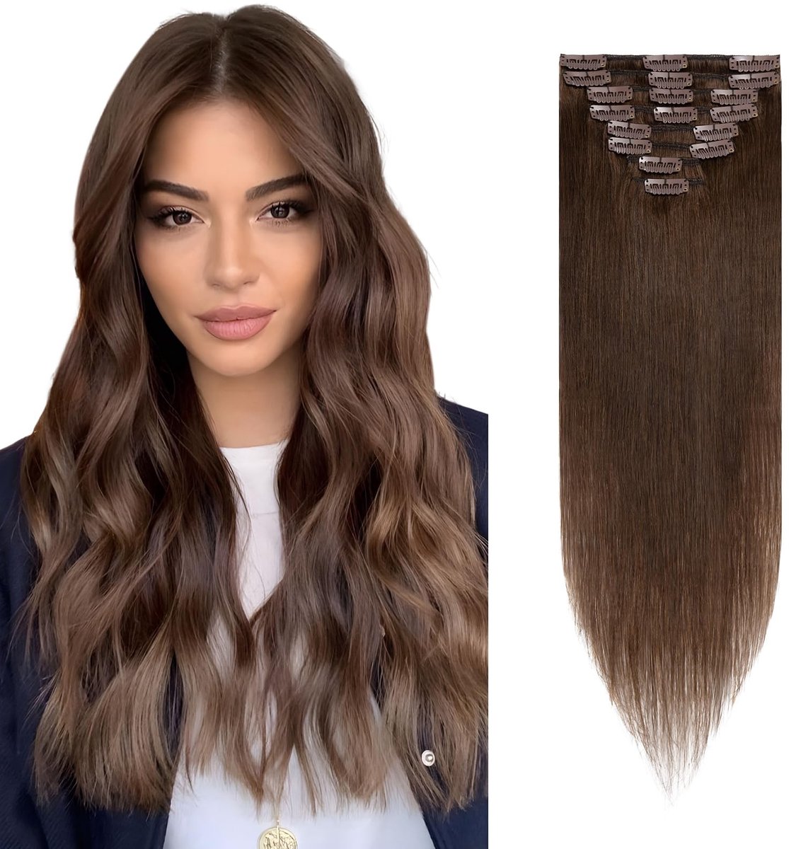 Solidchoice - Clip-In Haarextensions 40 cm #4 Medium Brown