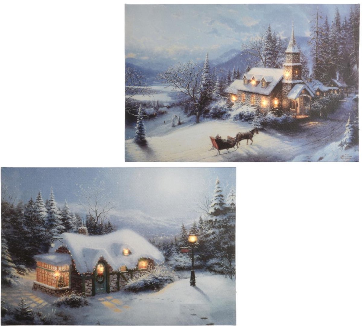 Kerst canvas LED 38x28cm.