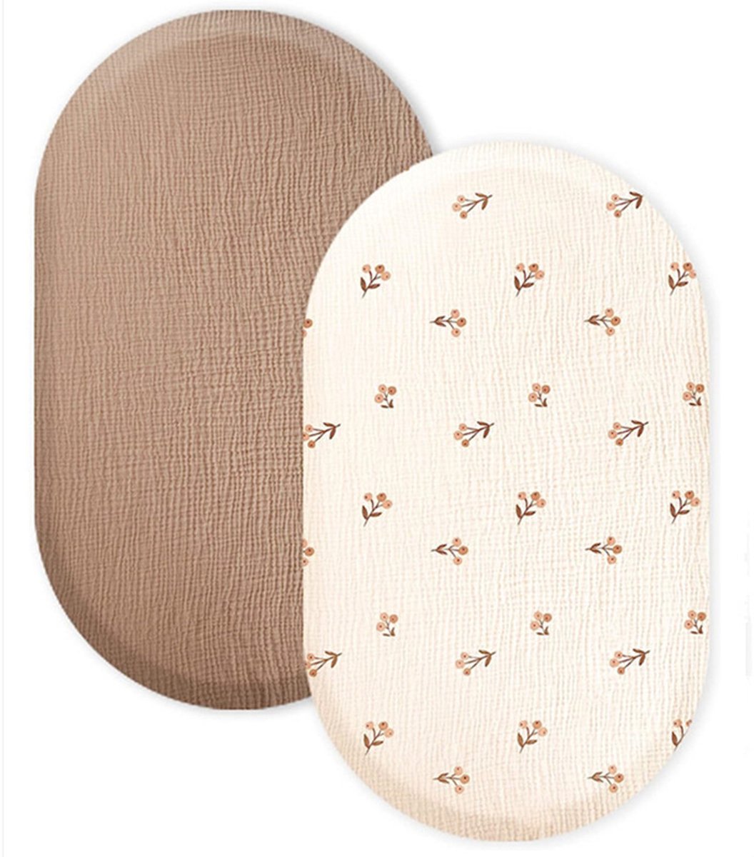Wieg hoeslaken set van 2 stuks - ademend mousseline katoen - afneembaar wasbaar buitenhoes - geschikt voor babywieg matras - 32 * 17 inchStijl 8