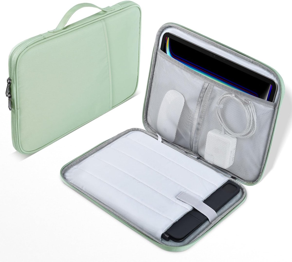 Tablethoes - Waterdichte Schokbestendige Laptophoes met Handvat - Geschikt voor 13-13.6 Inch - Formaat 35x25.5x3 cm - Groene Kleur - 1 Stuk