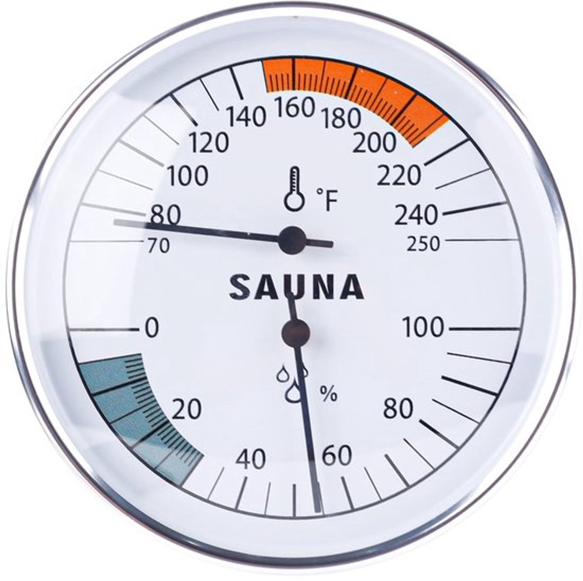 Saunathermometer, 2-in-1 saunathermometer Fahrenheit en hygrometer Wandmontage saunatemperatuurmeter voor saunaruimte Binnenvochtigheids- en temperatuurmonitor Stoomsauna-accessoires