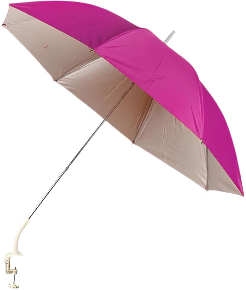 Free & Easy kleine parasol voor stoel, balkon of kinderwagen - D110 cm - roze - kantelbaar/opvouwbaar - H86 cm - met vastzet klem