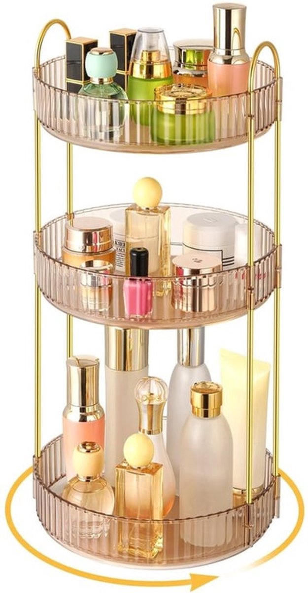 Make-up Organizer 360 Graden Draaibaar - Cosmetica Koffer - Multifunctionele Opslag - 3 Lagen - Grote Capaciteit - Transparant