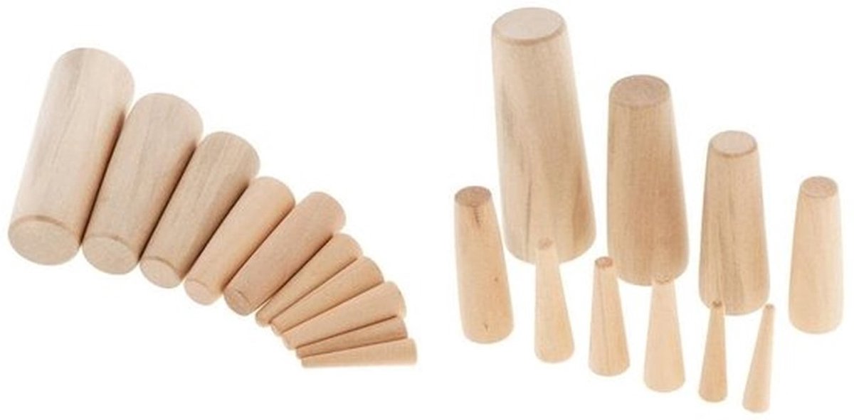 Houtpluggen Set van 20 - Conische Waterdichte Houtpluggen - 7 Maten - Voor Bootreparaties - Vul Gaten - Hoogwaardig Houtmateriaal - Bootpluggen