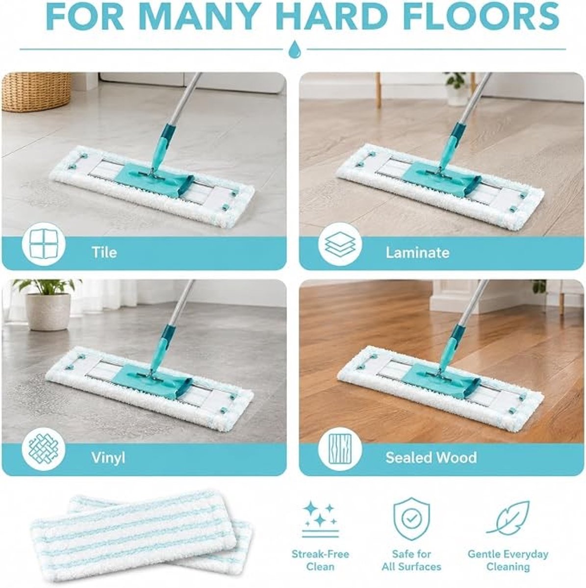 5 stuks vervangende wisserhoezen voor Leifheit Profi XL - Microvezel, wasbaar