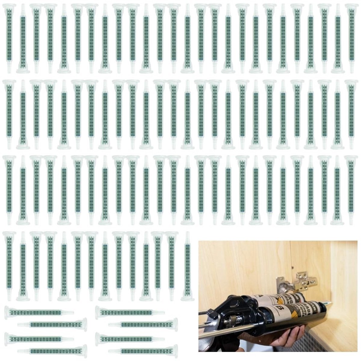 100 Stuks Static Mixing Nozzles voor Epoxyhars, AB Lijm en 2K Hechtmiddelen, Mengtubes en Spuiten voor Precisie Toepassingen