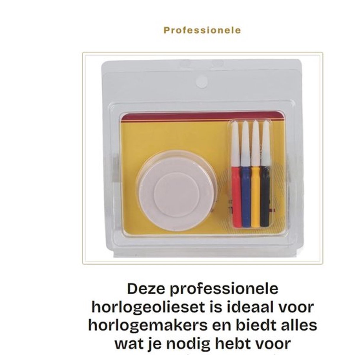 Horlogeolieset Professionele 4 Olienaalden - Oliebeker - Duurzaam Plastic - Precisie Gereedschap - Horloge Reparatie - Handig en Compact