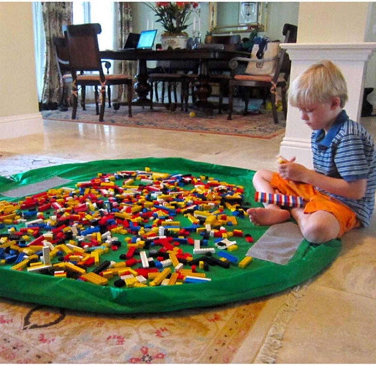 Grote Opbergzak voor Speelgoed, Vouwbare Speelmat en Organizer voor Kinderen, 60 Inch met Trekkoord
