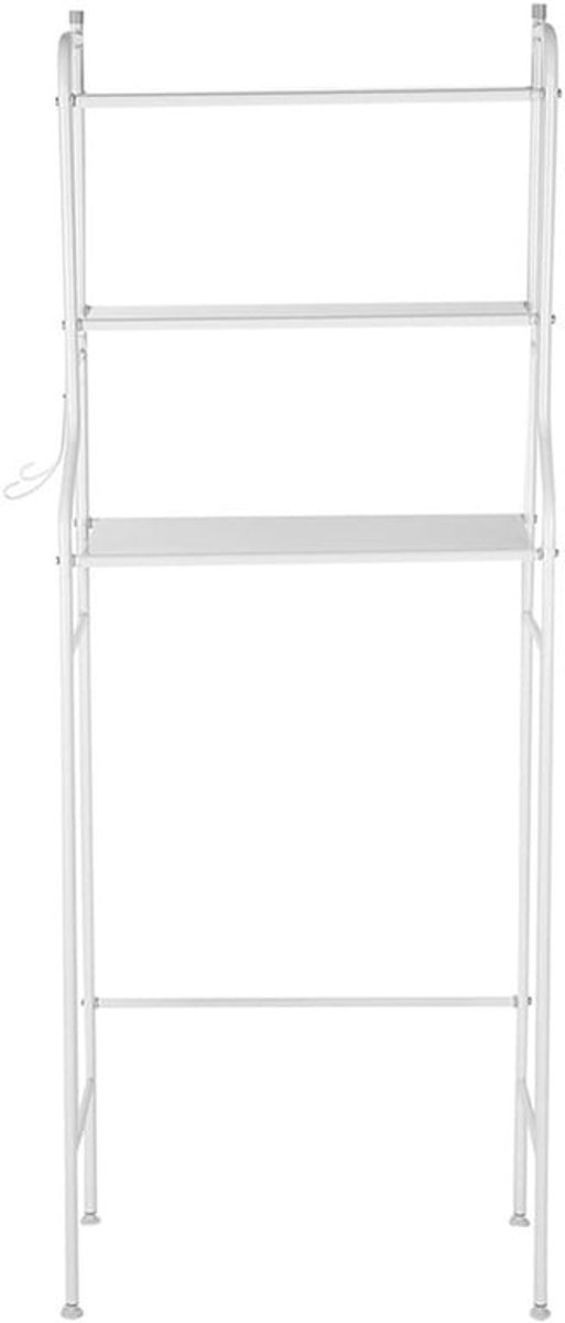 Drie-laags ijzeren toiletrek voor badkamer, multifunctioneel opbergmeubel voor handdoeken, toiletartikelen en wasmachine, 56 x 25 x 151 cm (Wit)