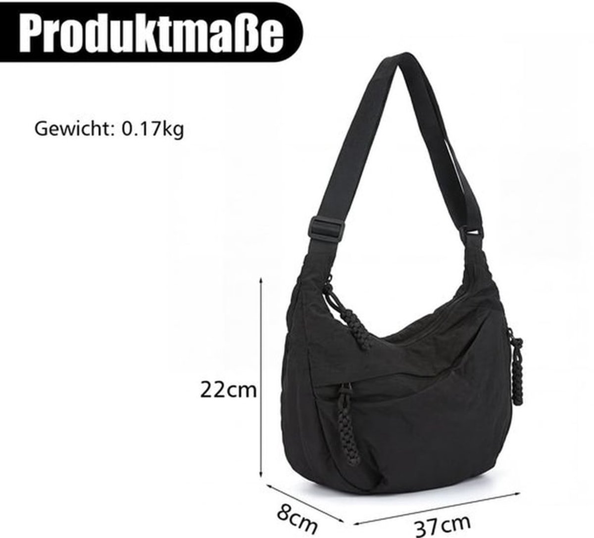 Schoudertas met veel opbergruimte - Crossbody Tas - Verstelbare Schouderriem - Lichtgewicht Nylon - Ideaal voor Werk/Studie/Shopping - Handtas