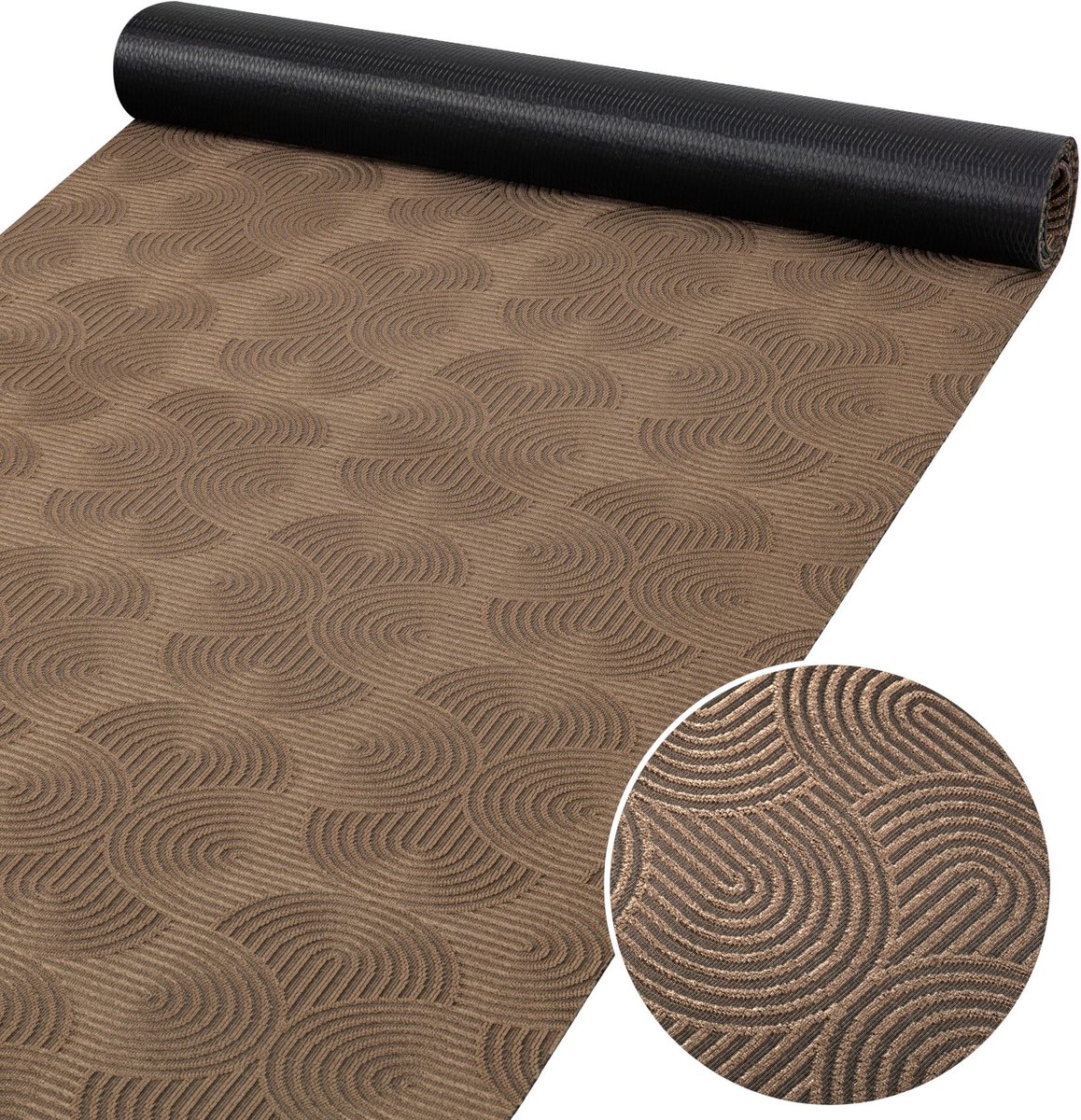 ANRO Tapijtloper Velora Bruin 160x50cm – Velours Gangloper Antislip Keukenloper Hal Op Maat