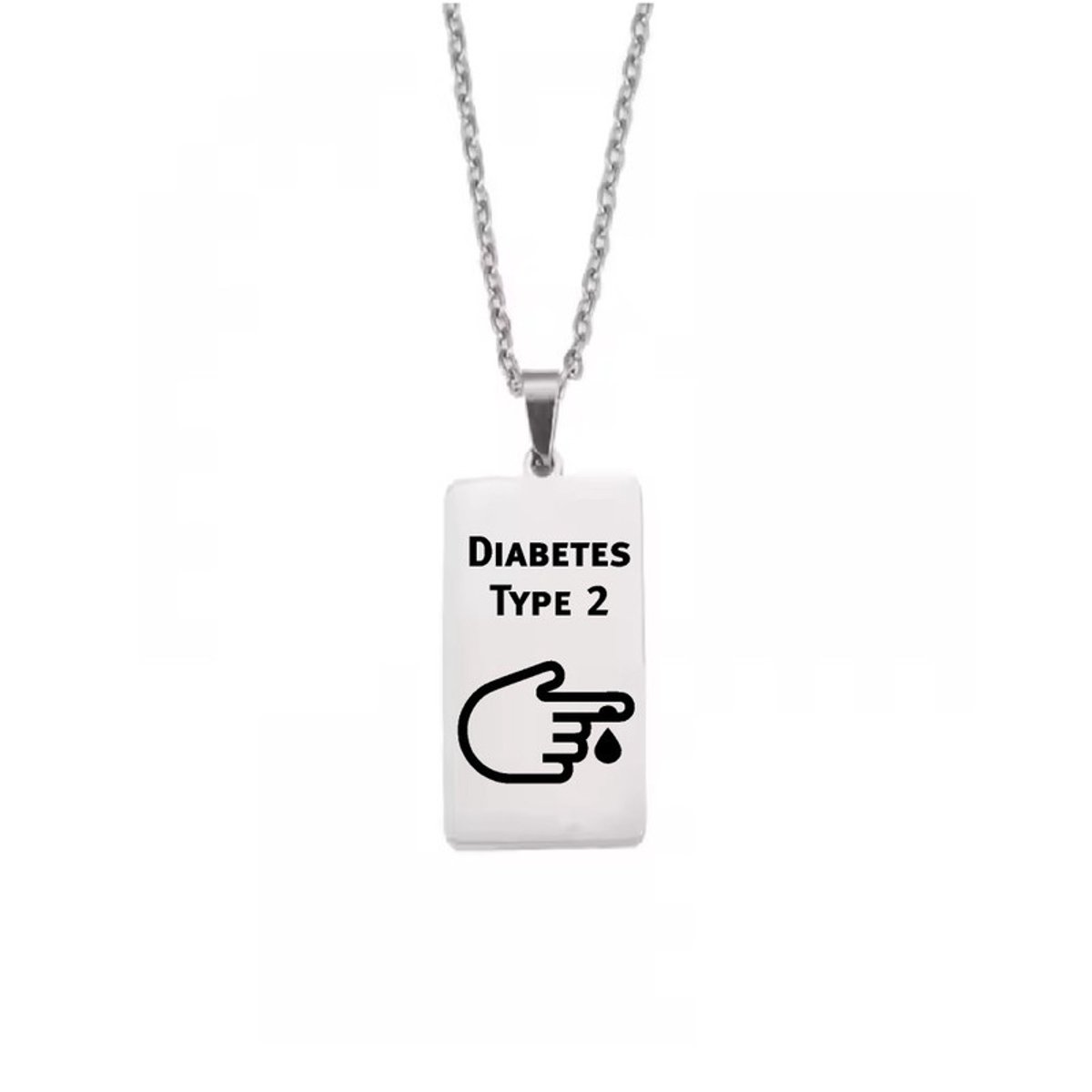 Ketting | Hanger | RVS | Zilver | Diabetes Type 2