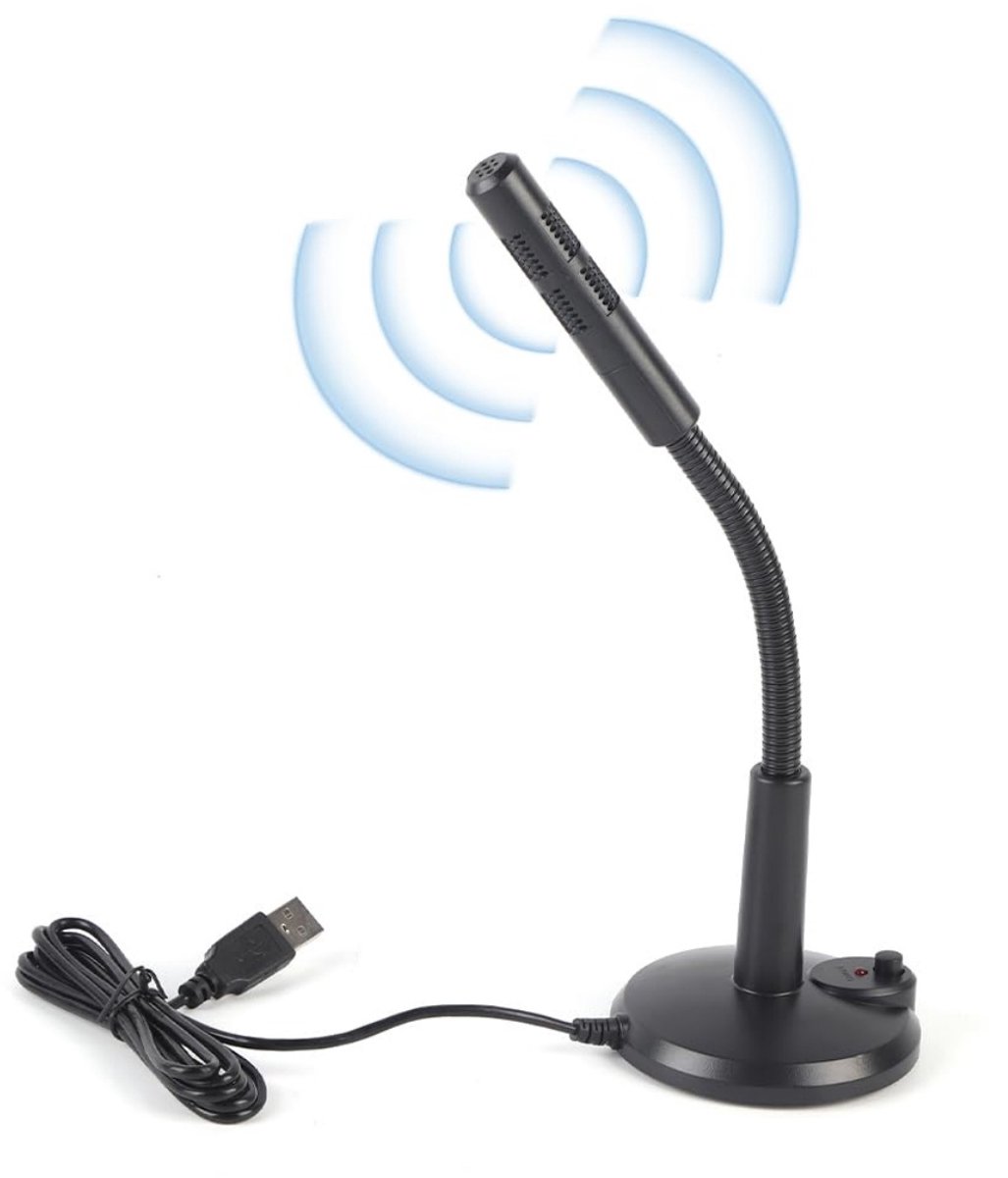 longziming -USB Microfoon - Computermicrofoon - Omnidirectioneel - Ruisonderdrukking - Plug & Play - Met Aan/Uitknop - Stabiele Voet - Voor PC Laptop Videochat Opnames en Vergaderingen