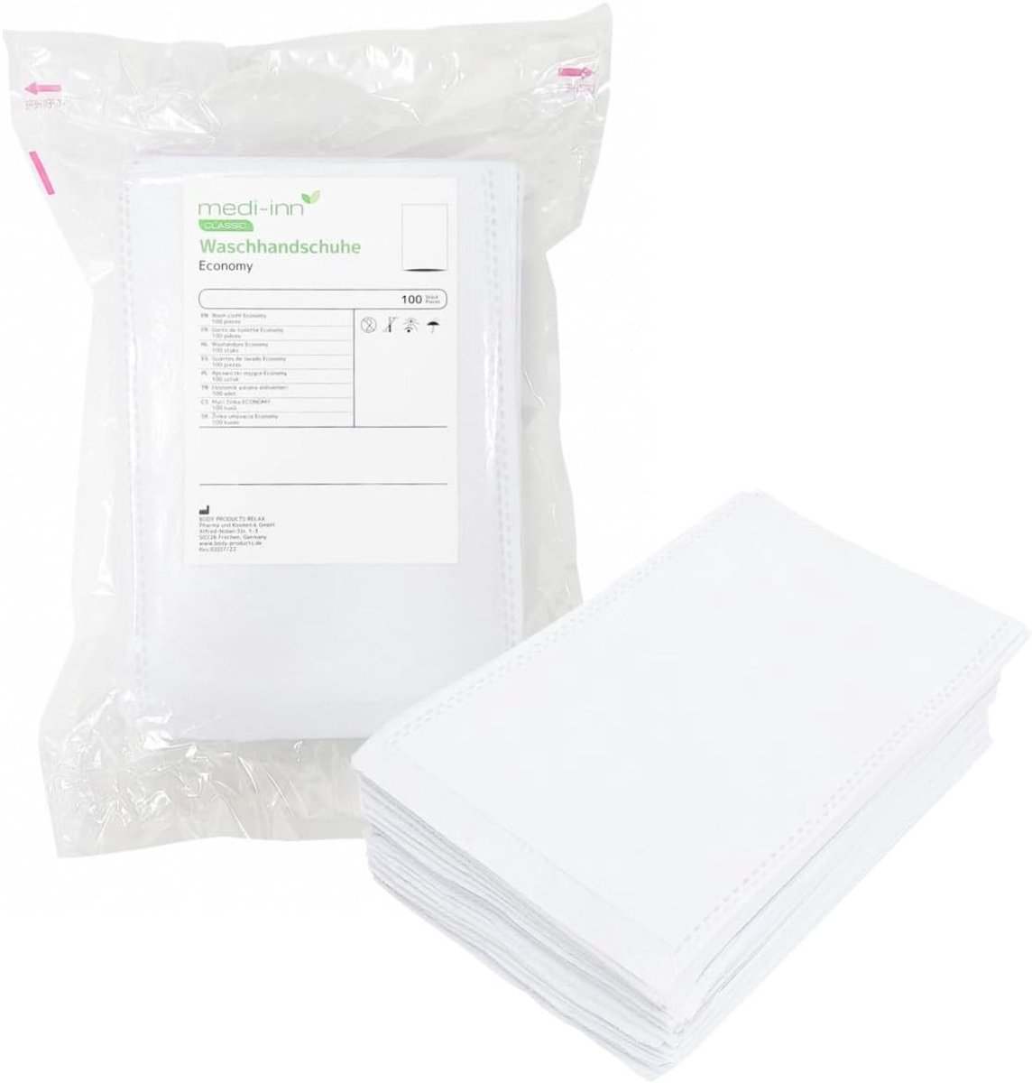 Wegwerp washandjes - Wit - 100 stuks - Vlies (100% polyester) - Voor Lichaams- en Intieme Verzorging