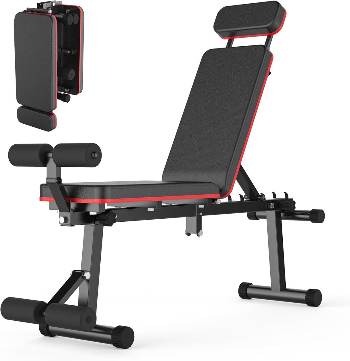 Halterbank - Zwart - Inklapbaar - Multifunctionele Fitnessbank met Verlengd Hoofdgedeelte - Voor Thuisgebruik