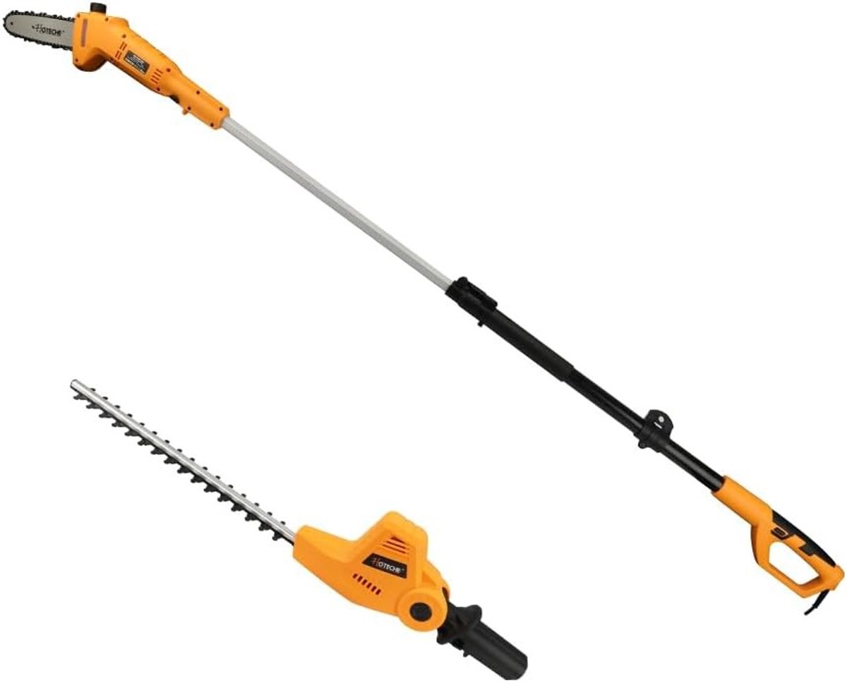 Telescopische Takkenzaag en Heggenschaar - Oranje-Zwart - 195-253 cm - 2-in-1 Tuingereedschap voor Boom- en Struikonderhoud
