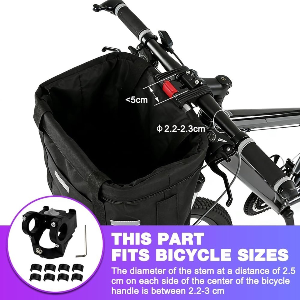 Fietsmand - Zwart - 33 x 22 x 25 cm - Waterdichte Inklapbare Fietsmand voor Boodschappen en Outdoor-activiteiten