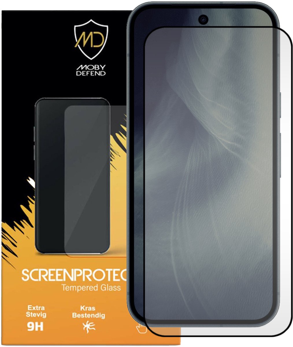 MobyDefend Screenprotector - Geschikt voor Google Pixel 11 - Screensaver Met Zwarte Randen - Gehard Glas