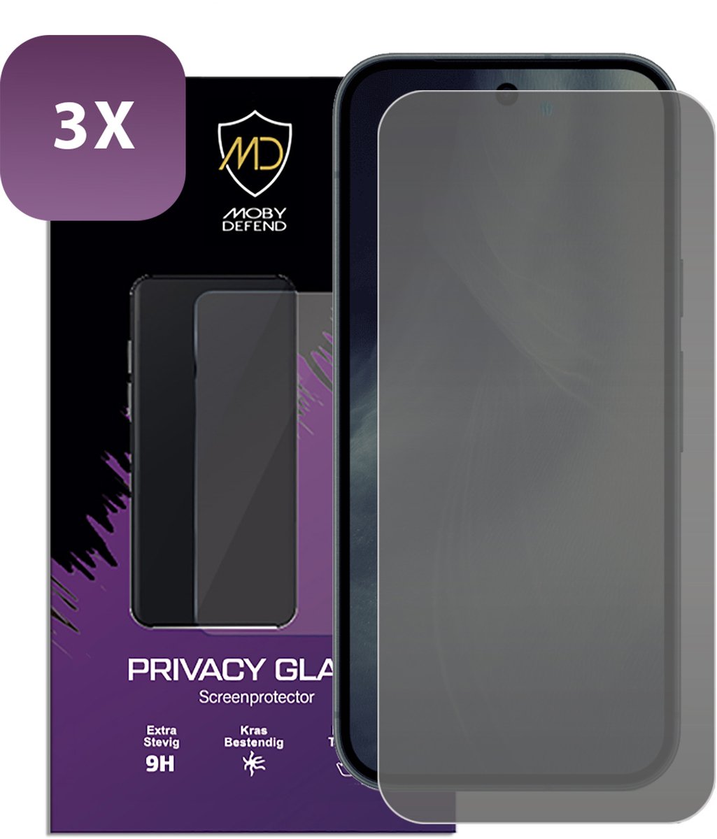 3-Pack MobyDefend Screenprotectors - Geschikt voor Google Pixel 11 - HD Privacy Glass Screensavers