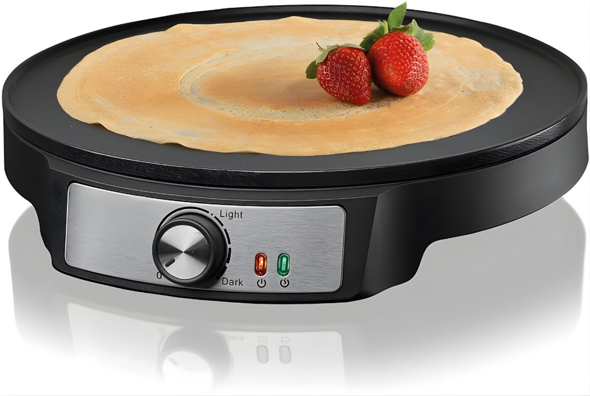 KIRA® Pannenkoekenmaker - Pannenkoekenmaker - Pancake Maker - Pancake Pan - Zwart - 33cm x 6cm x 31cm