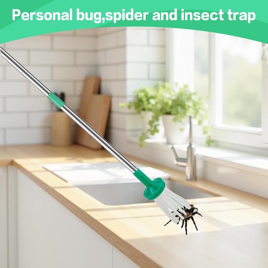 Vangkooi Insecten - Spinnen vanger - Ongedierte bestrijden - Extra lange steel - 83 cm - Groen — afbeelding 4