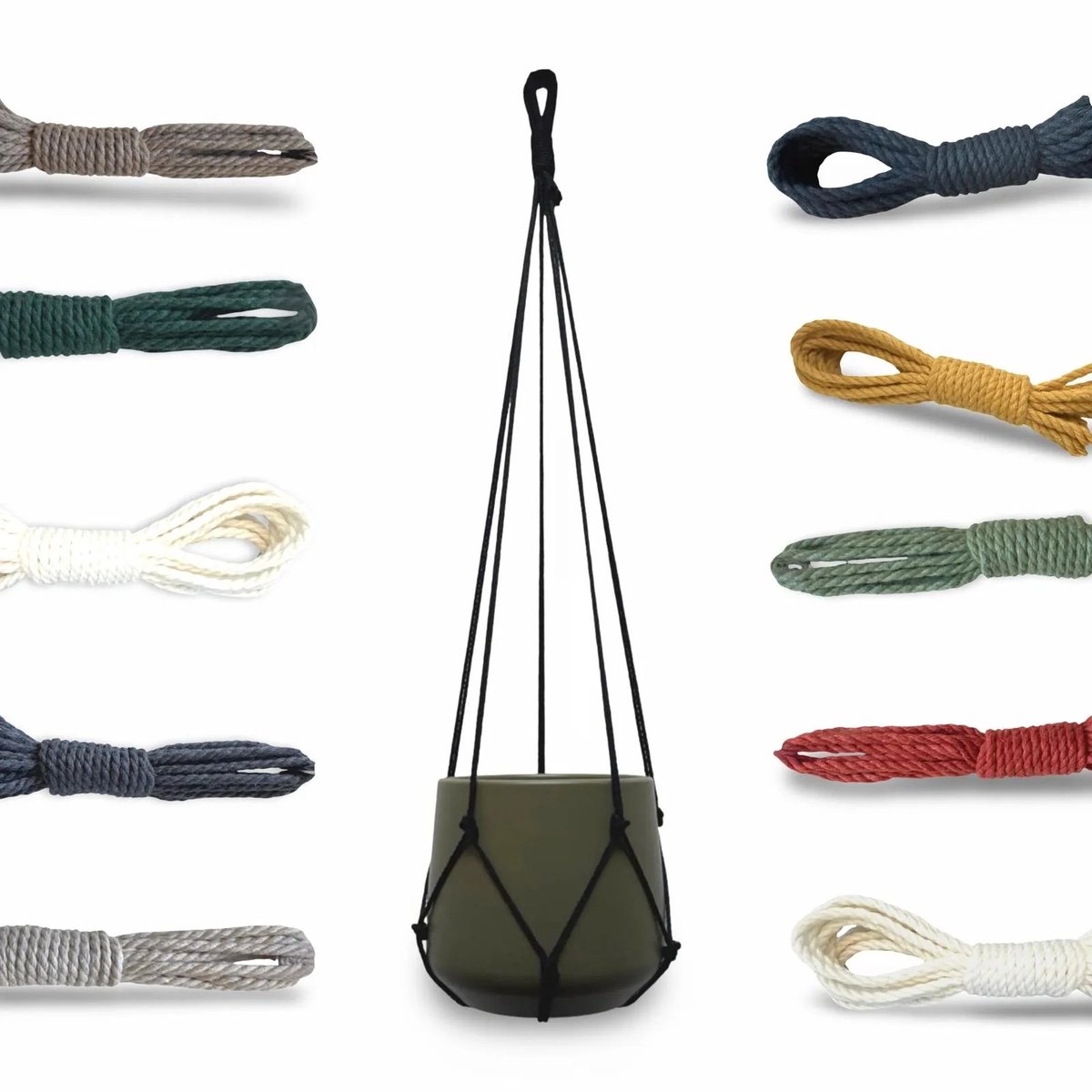 Plantenhanger Zonder Kwast - Kies Kleur en Lengte - Beige - 120 cm lang - Katoenkoord - Geschikt voor Pot met Diameter t/m 20 cm - Handgemaakt in ons Macramé Atelier - Prijs per Stuk - Let op: Exclusief Pot - Inclusief Verzendkosten