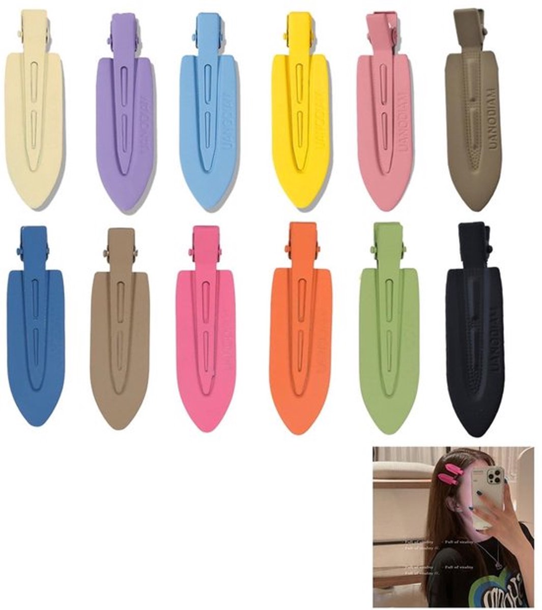 12 stuks Kleur Makaron Naadloze Haarspeld - Haaraccessoires - Haarjuwelen - Kapselstyling en Haarverzorging