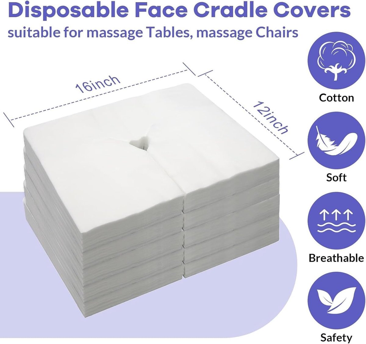 Wegwerp Gezicht Wieg Covers - Wit - 41 x 31 cm - Ultra Zachte Luxe Vliesstof - Voor Massage en Cosmetica