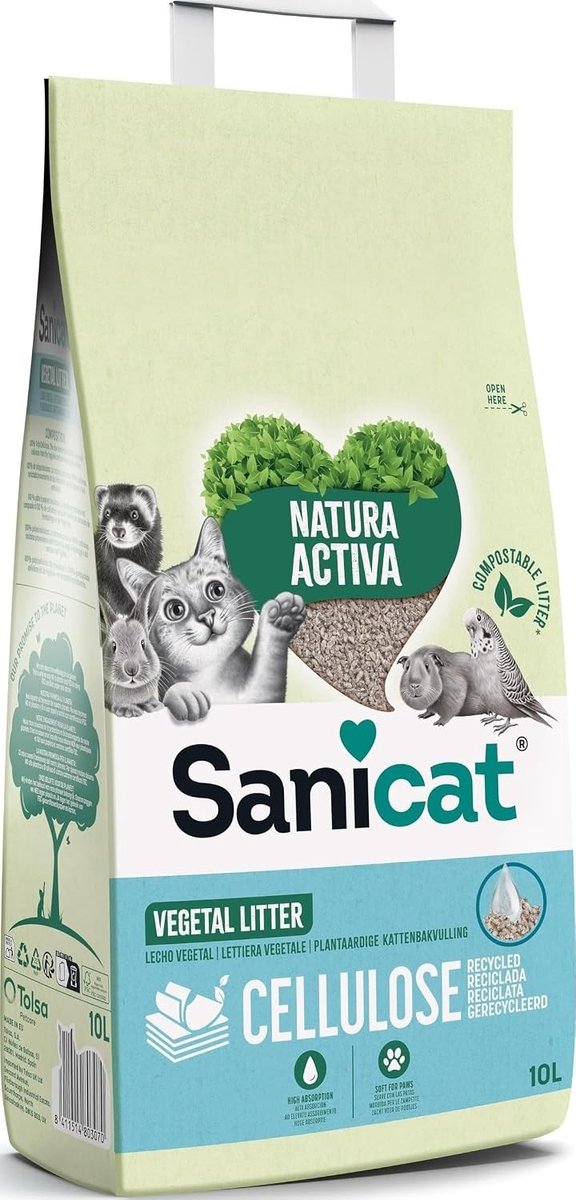 Absorberend Kattenbakstrooisel - 10L - Composteerbaar - Natuurlijk en Zacht voor Huisdieren