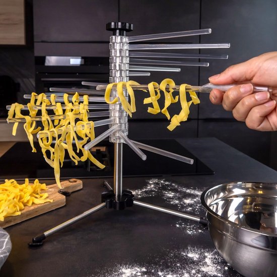 Pastadroger - Pastarek Droogrek - Verse Pasta Drogen - 14 Droogarmen - 50 cm - Zilverkleurig — afbeelding 5