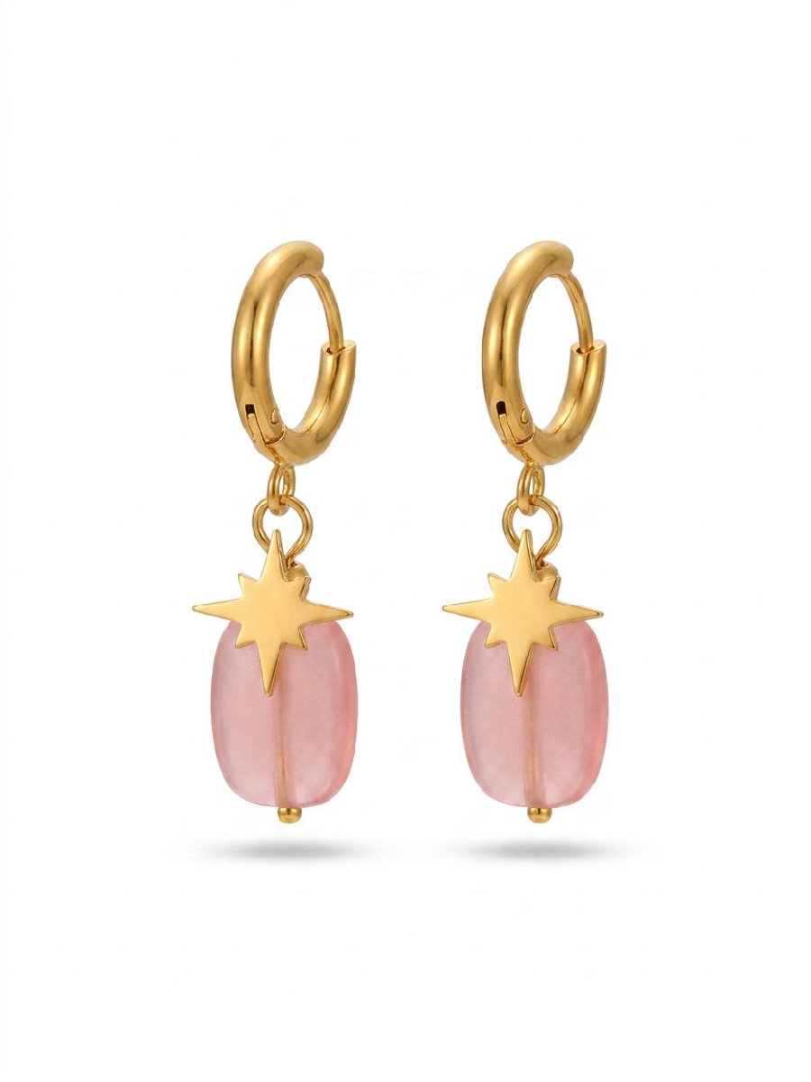 Nova - Oorbellen - Roze - Stainless Steel - -