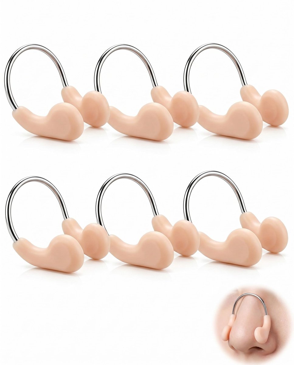 Nasenclip 6-pack met staalkern voor zwemmen en watersport