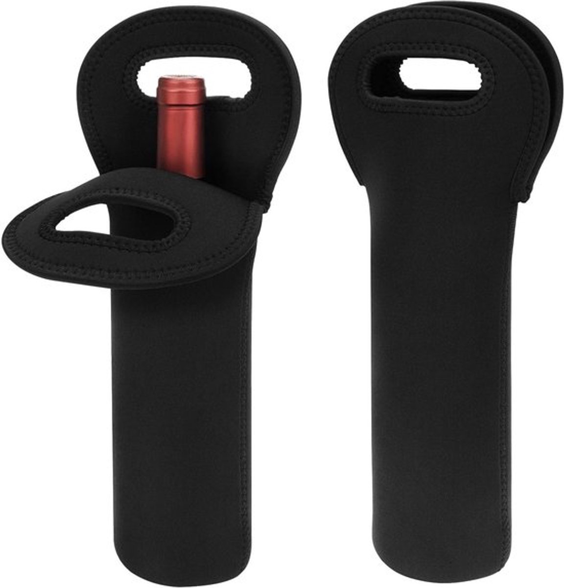 Draagtas voor wijnfles - Reis - Neopreen - Wijnhouder - Picknick - Buitengebruik - Zwart - 750 ml
