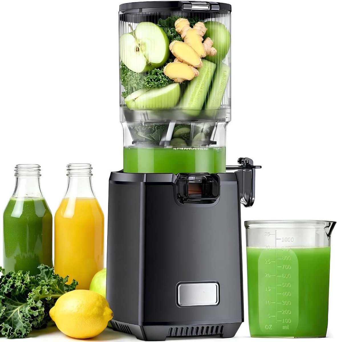 NIVA® Slowjuicer - Juicer voor Groenten en Fruit - Sapcentrifuge - Zwart - 21cm x 20cm x 43cm