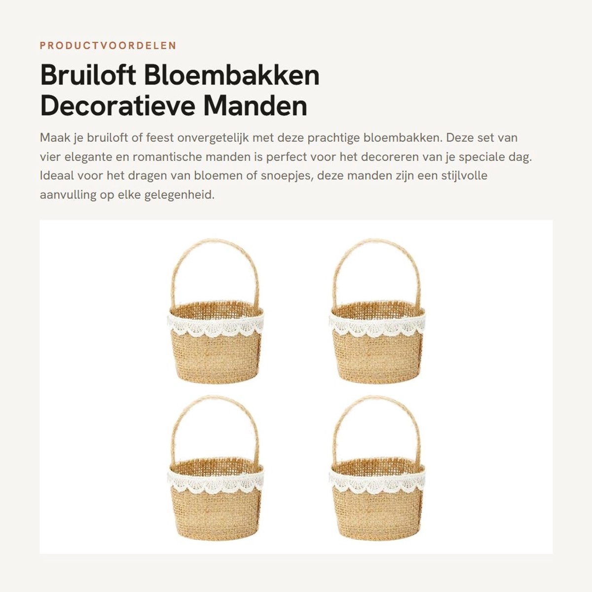 Dailygoods- Bloemenmand Gevlochten - Strooimandje - Bruiloft - Decoratief - Opslag - Mooi 