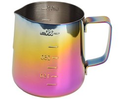 Lattekan Roestvrij Staal - Koffiekan Barista - Melk Opschuimen - Met Binnen-Buitenweegschaal - 350 ml - Kleurrijk