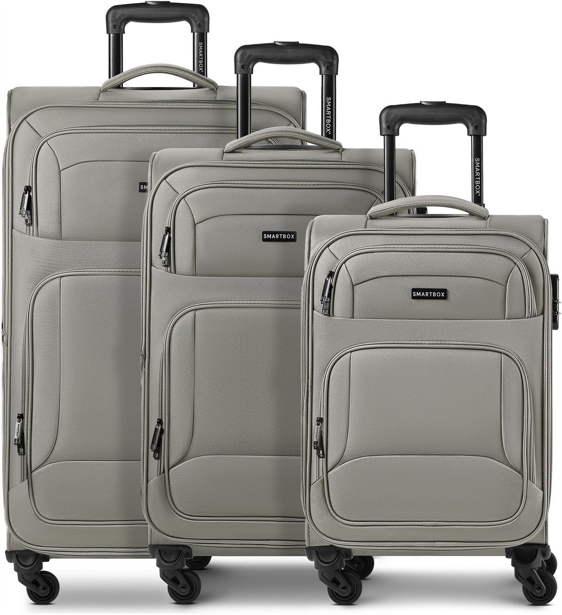 Smartbox Edition 04 4 wielen Kofferset 3-delig met uitbreidingsplooi - Zachte bagage - Combinatieslot - taupe grey