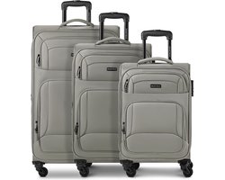 Smartbox Edition 04 4 wielen Kofferset 3-delig met uitbreidingsplooi - Zachte bagage - Combinatieslot - taupe grey