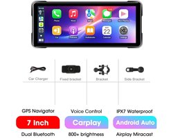 Écran CarPlay moto NordHaus - Système de navigation moto - Écran de navigation GPS - CarPlay et Android Auto sans fil - 7 pouces