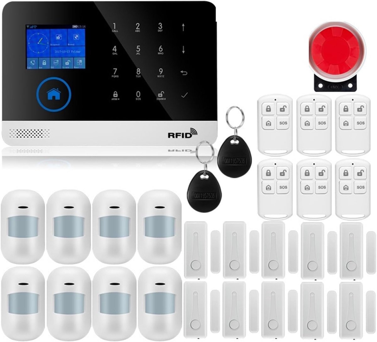 Huisbeveiligingssysteem - Alarm Systeem - Inbraak Beveiliging - Touchscreen Bediening - 100 Sensoren - W2B1