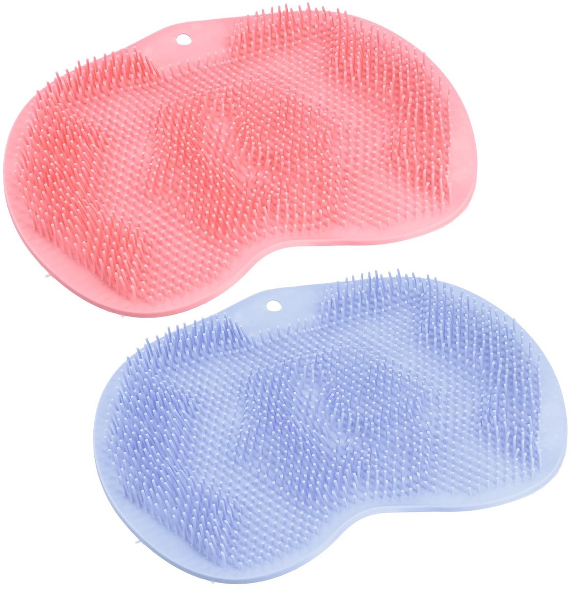 Dailygoods - 2 stuks voetborstel, siliconen voetwasmat met antislip zuignappen, masseert je voeten zonder bukken, voetschrobber voor reiniging, peeling, massage, verlicht vermoeide voeten
