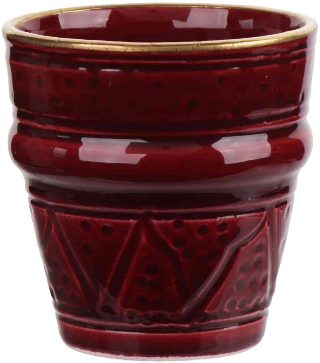 Dailygoods- Espressobeker 100 ml - Granaatrood met Gouden - Keramisch