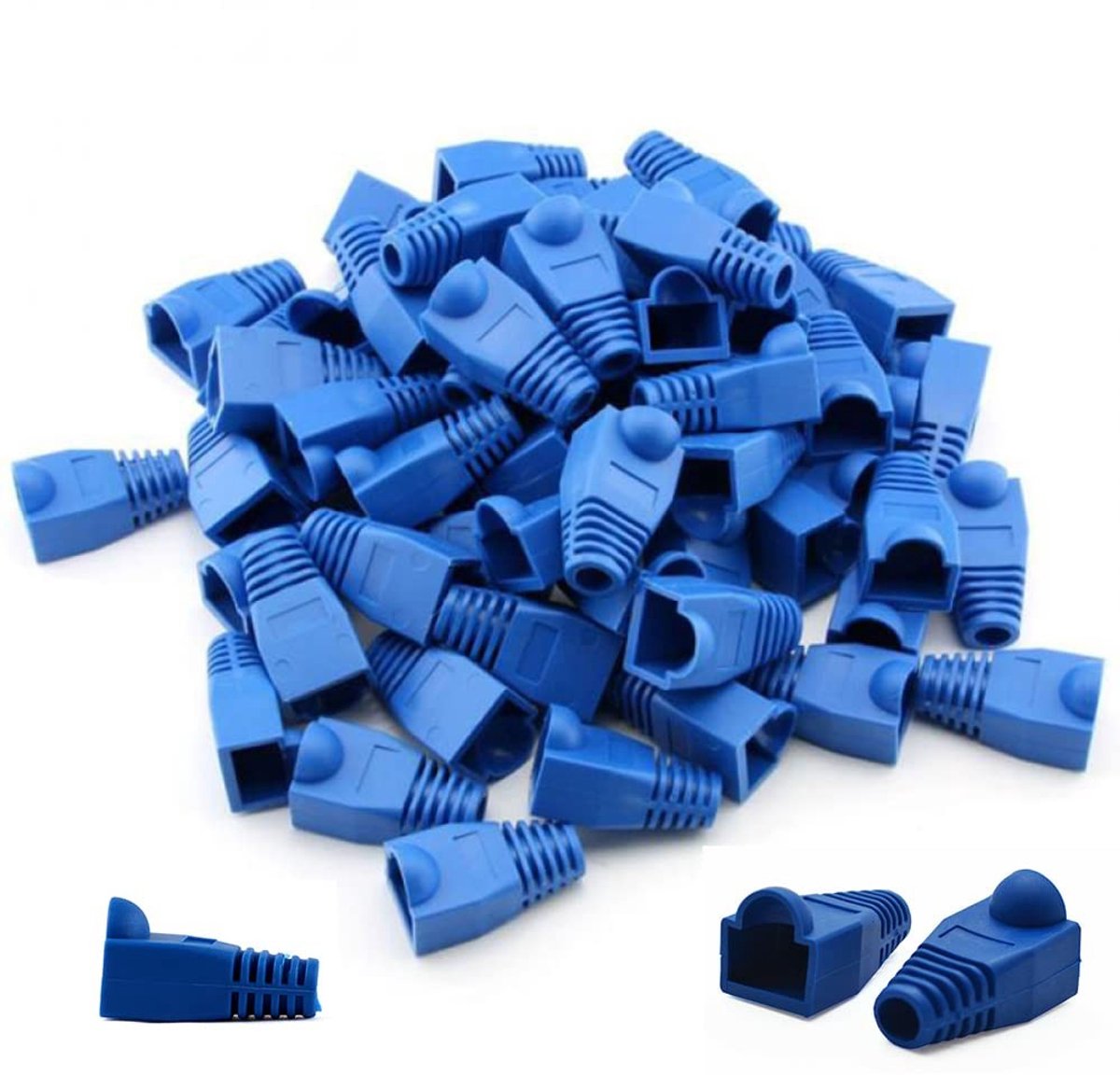 Dailygoods- RJ45 Connector Trekontlasting - 100 Pack - Beschermers - Zachte Plastic - Ethernet CAT5/CAT5E/CAT6 - Identificatie kleuren - Connectorbeschermers
